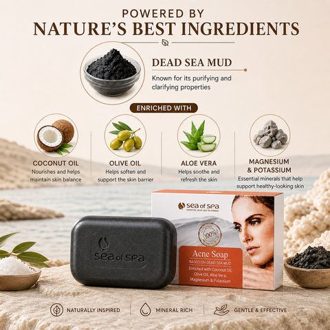 Acne Soap with Dead sea mud and dead sea salt. Shop in Australia at Jericho Skincare