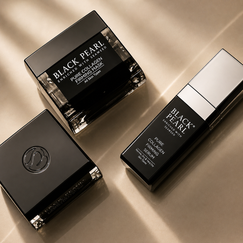 Luxury Black Pearl collagen skincare set designed to hydrate, smooth and rejuvenate mature skin. Buy in Australia