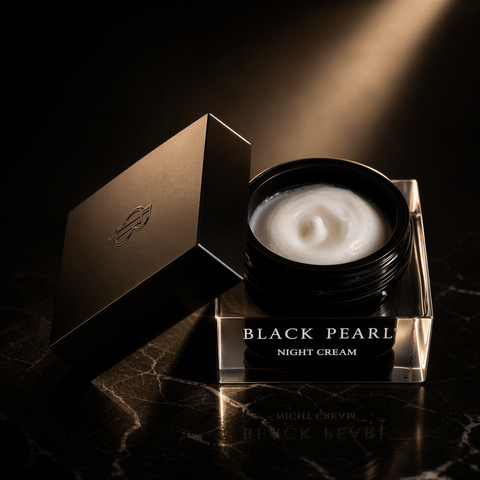 Best anti-aging night cream Australia. Black Pearl Age Control Night Cream with Dead Sea minerals, Pearl Powder and Seaweed. Buy in Australia & NZ at Jericho Skincare
