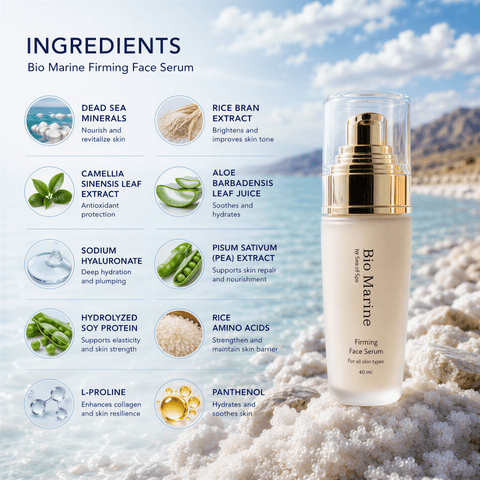 Anti-aging dead sea Face Serum enriched with naturally sourced collagen and peptide complex. Buy in Australia & NZ at Jericho Skincare