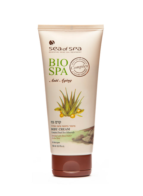 Bio Spa Aloe Vera & Shea Butter Body Cream – Dead Sea moisturiser for soft, hydrated, radiant skin. Buy in Australia at jerichoskincare.com.au 