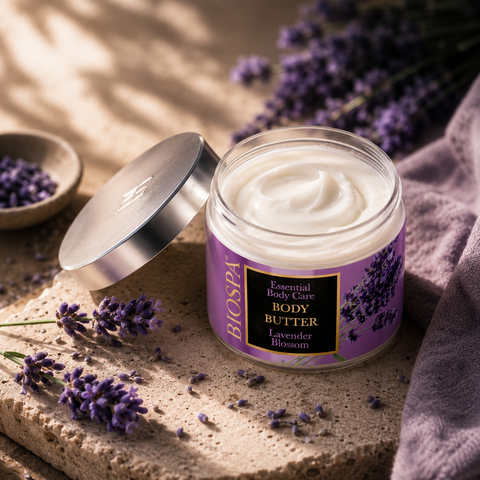 Dead Sea mineral body butter with calming lavender aromatherapy fragrance. Buy in Australia at Jericho Skincare