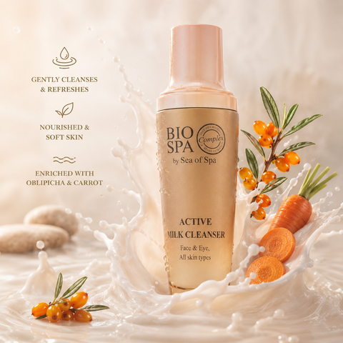 Bio Spa Active Milk Cleanser enriched with dead sea minerals, sea buckthorn and sweet carrot oil. Buy In Australia at Jericho Skincare