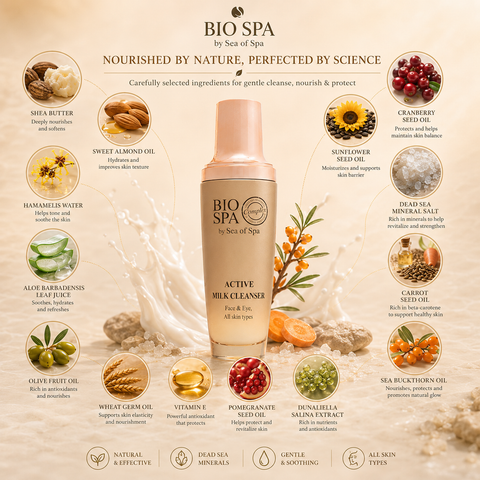Bio Spa Active Milk Cleanser with Dead Sea Minerals – Gentle, Nourishing Cleansing for All Skin Types. Buy in Australia and NZ
