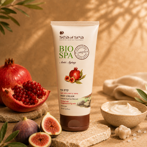 Bio Spa Pomegranate and Fig Milk Multipurpose Body Cream 180ml with Dead Sea minerals for hands feet and body