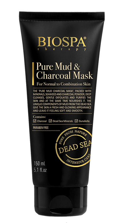 Bio Spa Pure Mud Charcoal Mask – Dead Sea detox facial mask with activated charcoal for clear, radiant skin. Buy in Australia at jerichoskincare.com.au 
