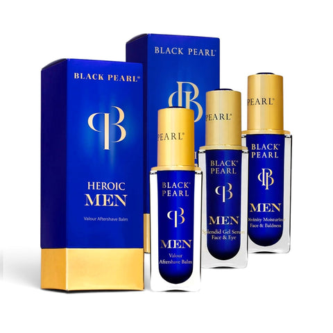 Black Pearl Men’s Total Skincare Set - Aftershave, Facial Monisturiser and Eye Serum for men Australia