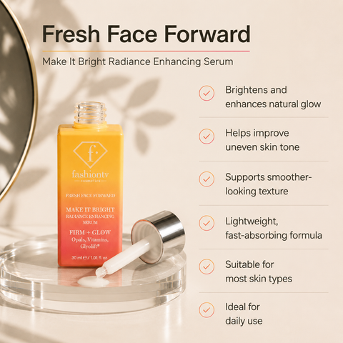 Solution for dull & tired skin, uneven skin tone &r pigmentation. Fasion Tv Radiance Enhancing Serum. Buy in Australia 