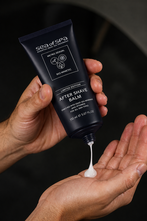 Metrosexual After Save Balm enriched with Dead Sea minerals or smooth and rash free shaving