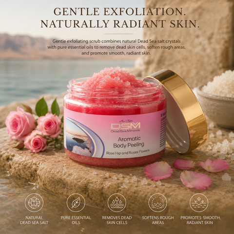Mon Platin DSM Aromatic Dead Sea Salt Body Peeling Roses & Rose Hip Flowers - Gentle exfoliation and radiant skin. Buy In Australia