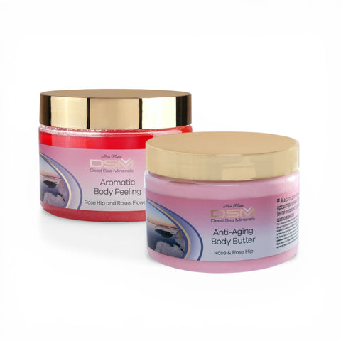 Mother’s Day Spa Gift Set – Rose &amp; Rose Hip | Dead Sea Body Scrub &amp; Body Butter.