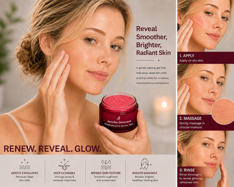 Jericho Premium Pomegranate facial peel with enzymes and pomegranate to improve skin clarity, softness and natural glow. Buy in Australia & New Zealand