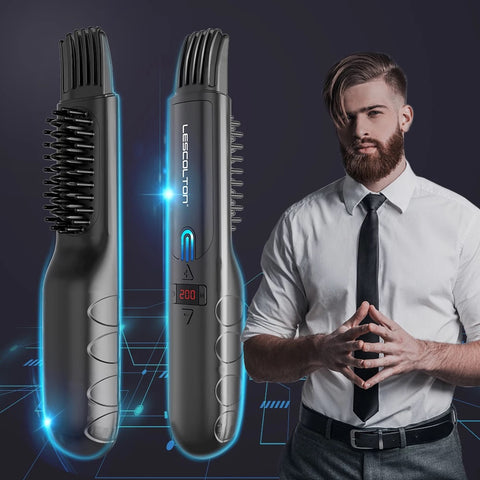 Lescolton Multifunctional Wireless Beard and Hair Straightening Comb for men with adjustable temperature control