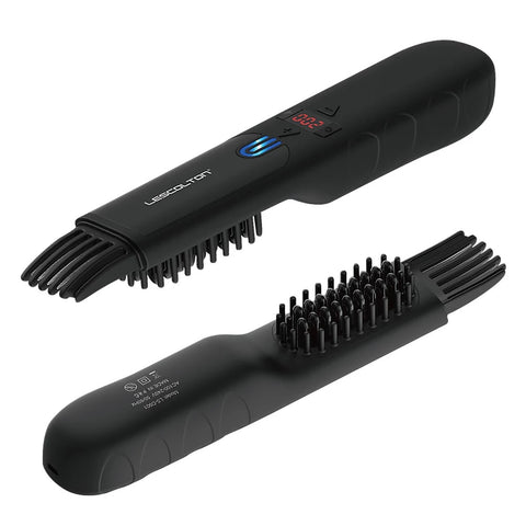 Cordless heated beard and hair comb with ceramic tourmaline technology for smooth controlled styling
