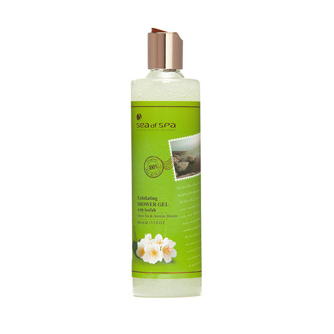 Exfoliating Shower Gel with Loofah: Green Tea & Jasmine Bloom 400ml