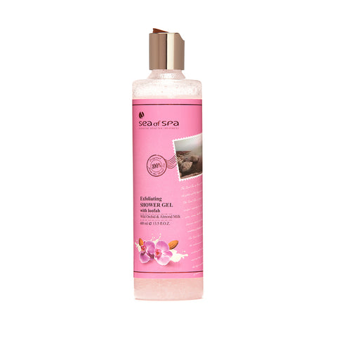 Exfoliating Shower Gel With Loofah: Orchid & Almond Milk 400ml