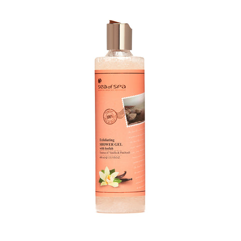 Exfoliating Shower Gel With Loofah: Vanilla & Patchouli 400ml