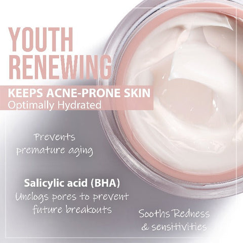 Best natural and vegan acne skincare in Australia - oil-free moisturizer with 2% Hyaluronic acid, Salicylic acid (BHA), and Niacinamide (B3) to minimize pores, reduce oiliness, prevent inflammation and provide optimal moisture level for oily and acne prone skin.